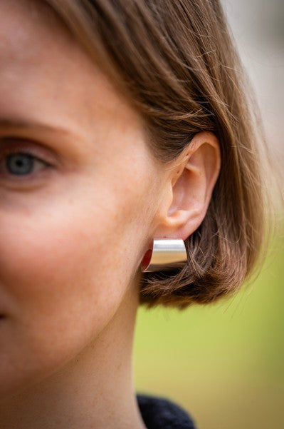 Small Silver Semi Hoop Earrings