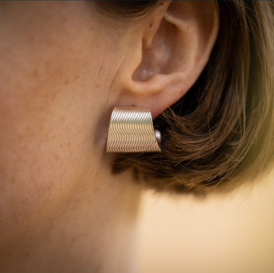 Small Semi Hoop Wave Earrings