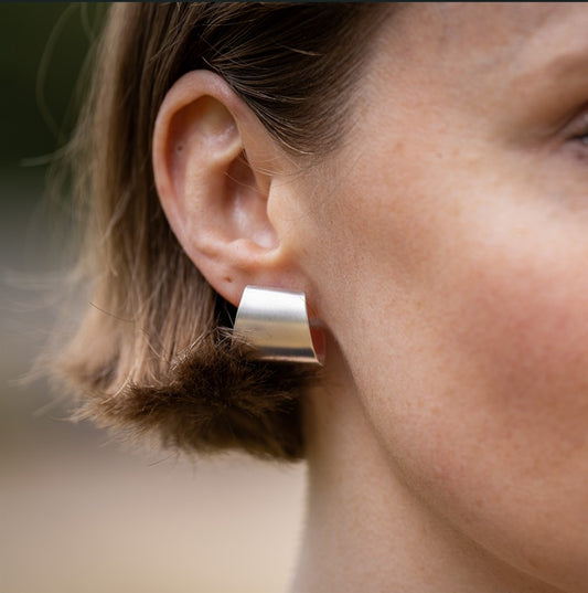 Small Silver Semi Hoop Earrings