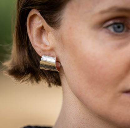 Small Semi Hoop Wave Earrings